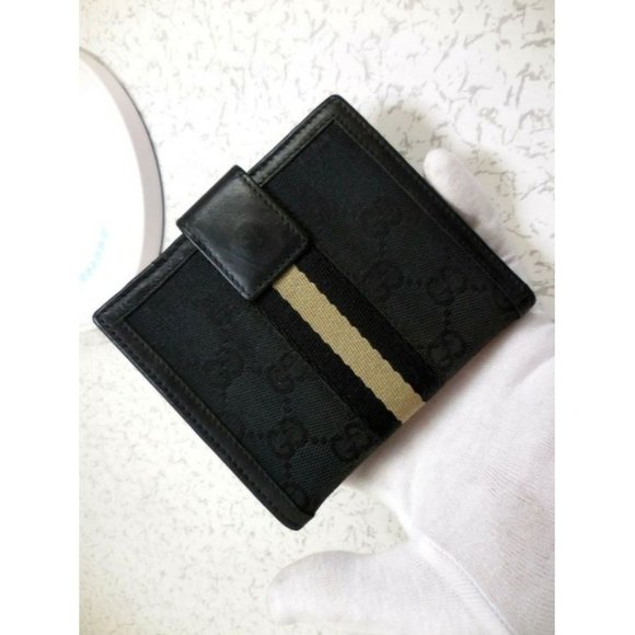 Gucci Black G Logo Print Canvas Bi-fold Snap - Picture 7 of 12